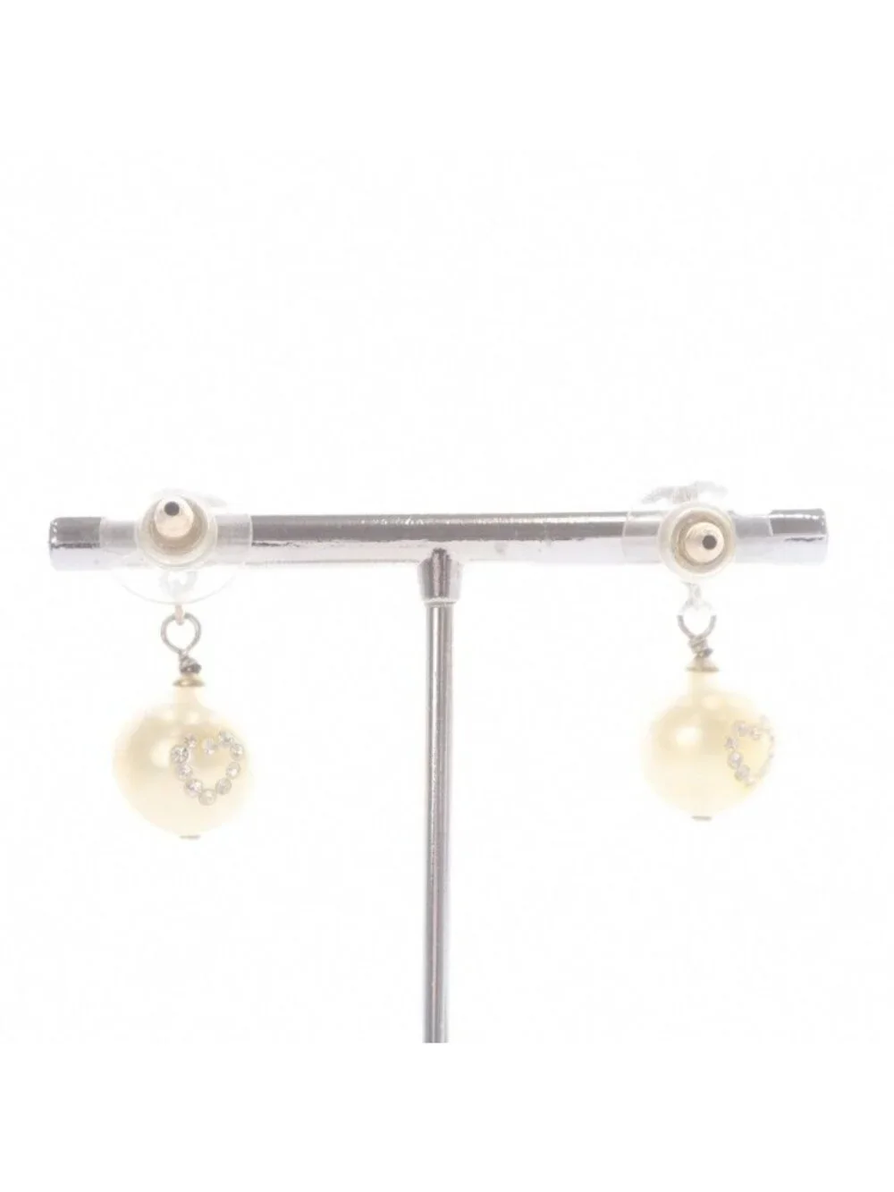 Chanel CC Logo Pearl Earrings for Both Ears Gold